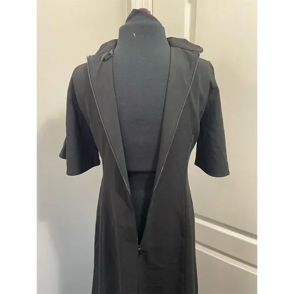 Ann Taylor Petite Black Fit & Flare Dress Beaded Neckline Size 00P - Picture 7 of 14